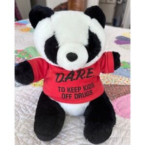 Vintage  DARE To Keep Kids Off Drugs Shirt 9" plush panda bear teddy